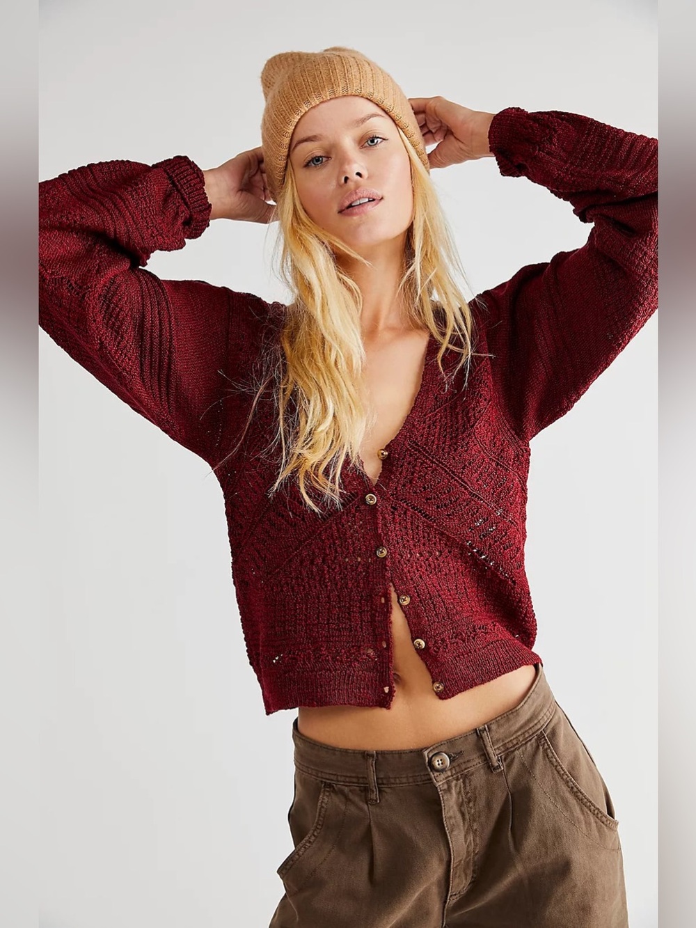 Free People Made You Look Womens Button-Front V-Neck Sweater Cardigan Size XS